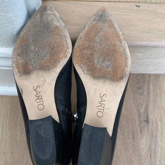 Franco Sarto black leather zip pointed Bootie 5.5 - Picture 7 of 7